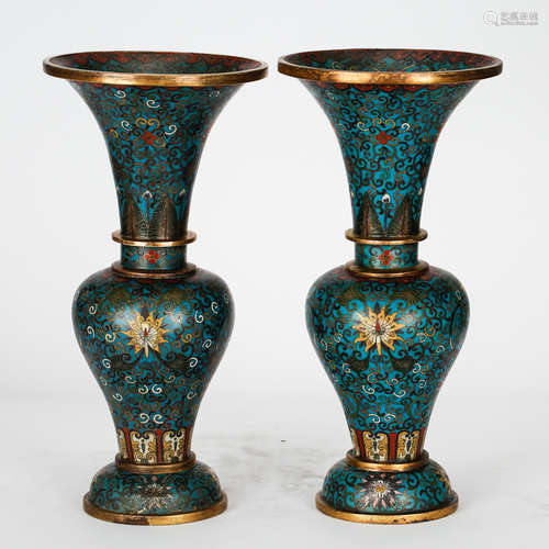 CHINESE PAIR OF CLOISONNE VASES