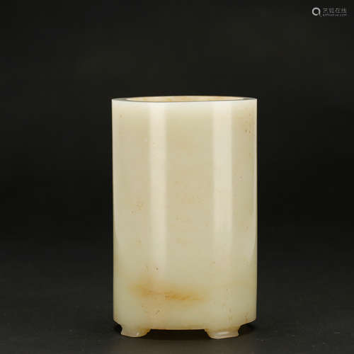 CHINESE CELADON JADE BRUSH POT