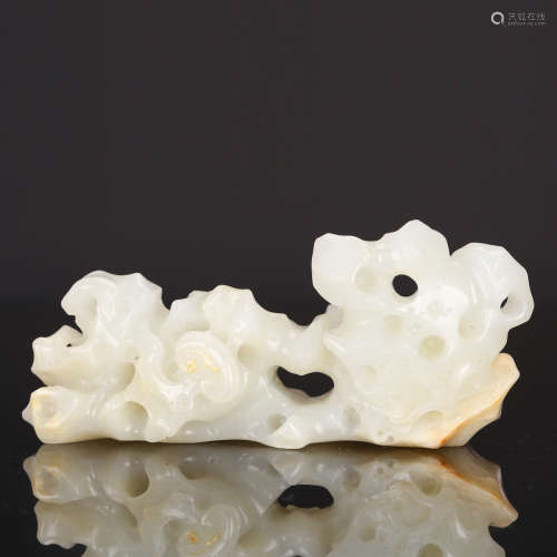 CHINESE WHITE JADE SCHOLAR LANDSCAPE CARVING