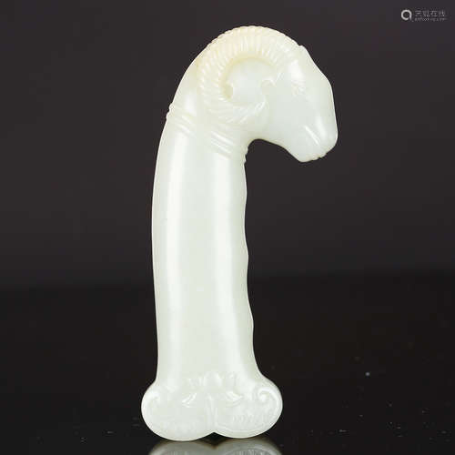 CHINESE WHITE JADE MUGHAL STYLE HANDLE