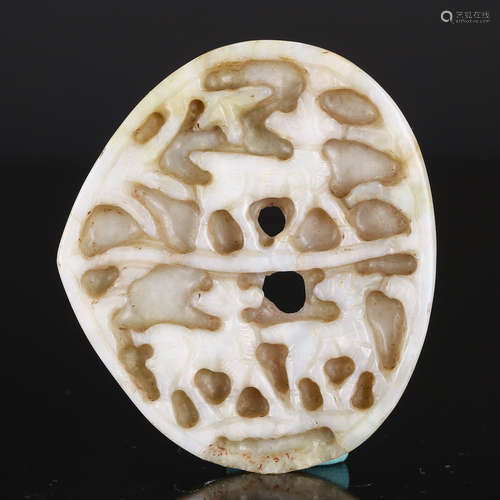 CHINESE WHITE JADE BELT PLAQUE