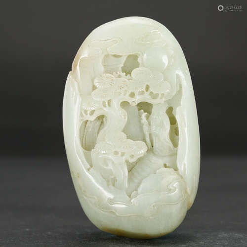 CHINESE CELADON JADE LANDSCAPE BOULDER