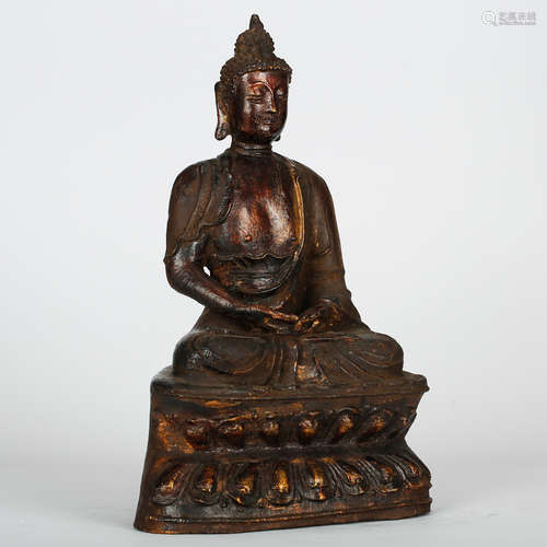 CHINESE BRONZE SEATED SHAKYAMUNI