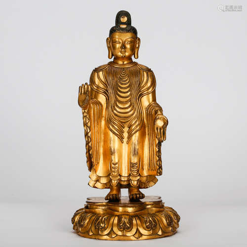 CHINESE GILT BRONZE BUDDHIST FIGURE