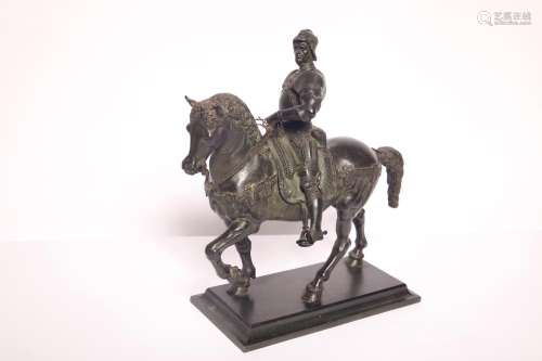 19th c. Bronze Spanish Conquistador on horseback