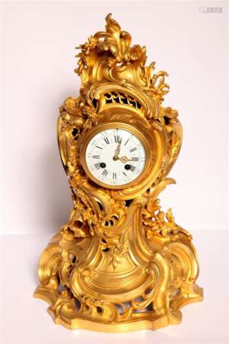 19th C. French Gilt Mantle Clock