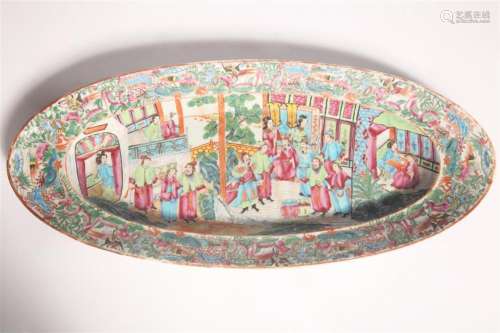 Chinese famille rose porcelain celery dish