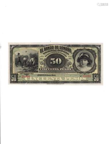Uncirculated Banknote from Sonoro Mexico 1902-1911