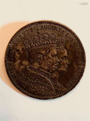 1861 1 Thaler German States Silver Coin