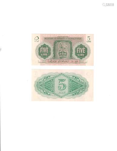 (2) 1943 5 Lire Banknotes