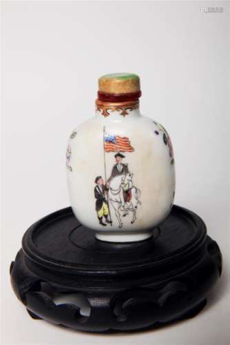 Chinese Export Porcelain Patriotic Snuff Bottle