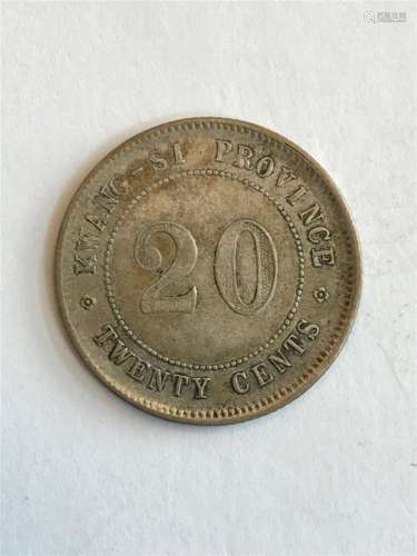 1920 Kwang Si 20 Cents Silver Coin (Si type)