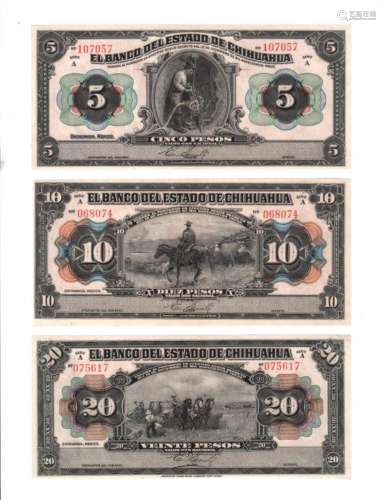 (3) Uncirculated Banknotes from Chihuahua, Mexico