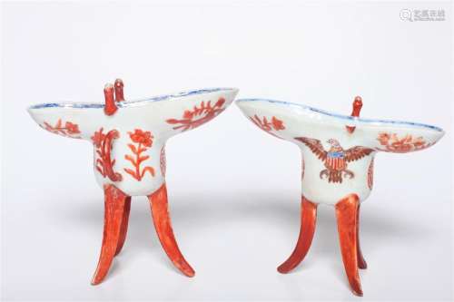 Pair of Chinese Export American Market Wine Cups