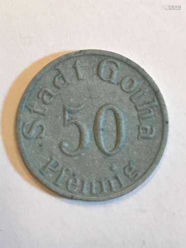 1920 German Notgeld Porcelain 50 Pfennig Coin
