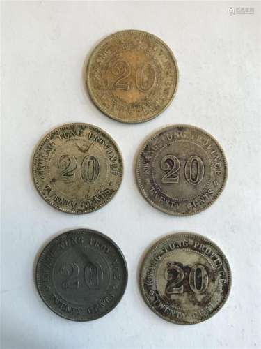 (10) Early 1900's Kwang Tung Province 20 Cents