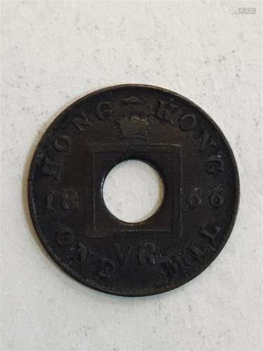 1866 Hong Kong 1 Mill Coin, only 15 mm wide