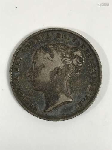 1858 Queen Victoria One Shilling Silver Coin