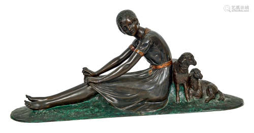 20世纪初 牧羊女铜雕
