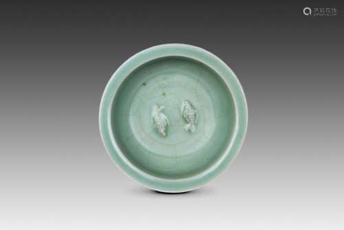 A LONGQUAN CELADON 'TWIN FISH' DISH