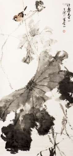 YANG SHANSHEN (1913-2004), INK LOTUS AND BIRD