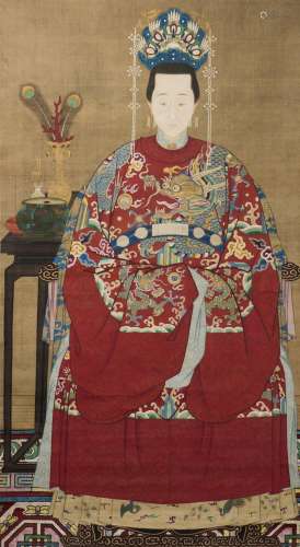 GONG ZHILU (LATE MING EARLY QING DYNASTY), THE PORTRAIT OF A MADAME OF A HIGH RANK OFFICIAL AT THE QING COURT