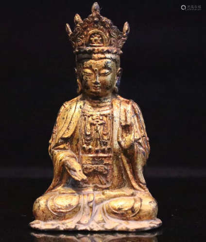 A GILT BRONZE FIGURE OF BUDDHA