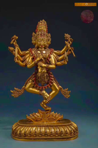 A GILT BRONZE JINGANG STATUE