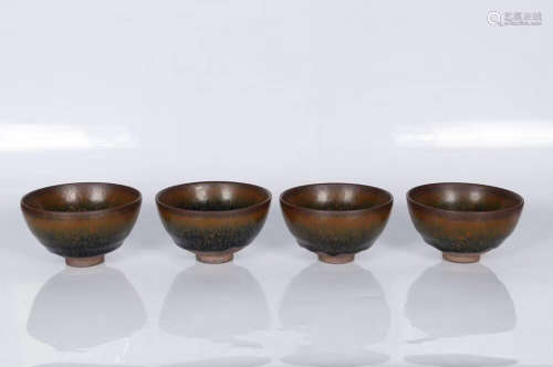 FOUR JIANYAO 'HARE'S FUR' TEA BOWLS