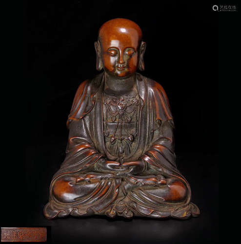 A YONGLE MARK FINE BRONZE BUDDHA FIGURE