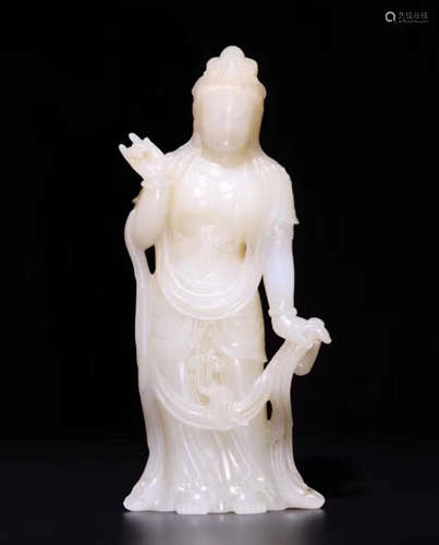 A HETIAN JADE GUANYIN FIGURE