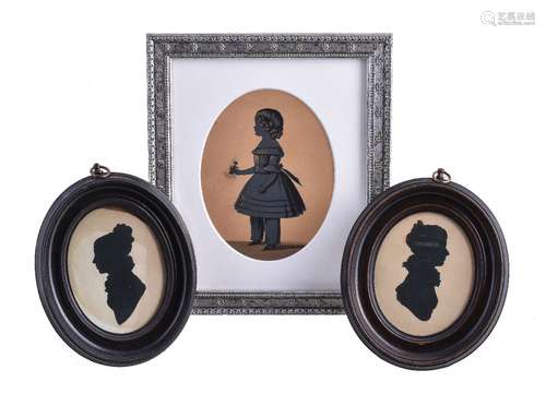 English School (circa 1820) Silhouette portrait of a child, full length Blue and black painted