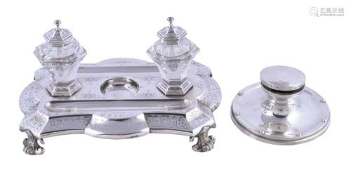 A Victorian silver shaped rectangular inkstand by Edward Barnard & John Barnard, London 1854, the