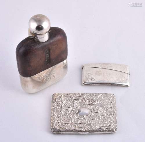 A silver mounted glass spirit flask by James Dixon & Sons Ltd, Sheffield 1941, rounded rectangular