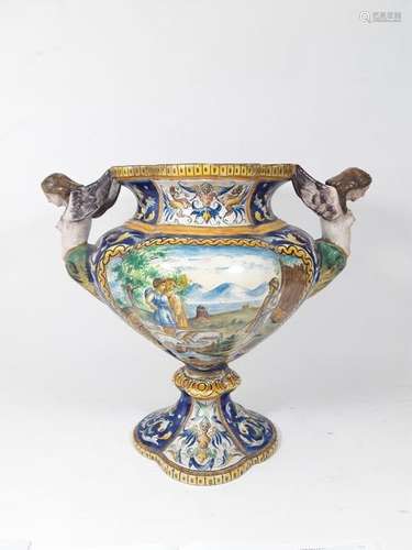 Italie, XIXème siècle . G. Battaglia. Vase sur pi...