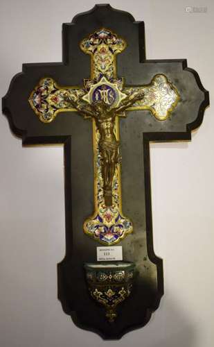 Crucifix avec christ mort en bronze et croix en cl...