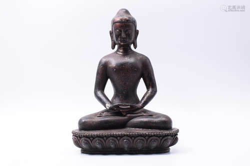 BRONZE CAST SHAKYAMUNI SEATED FIGURE