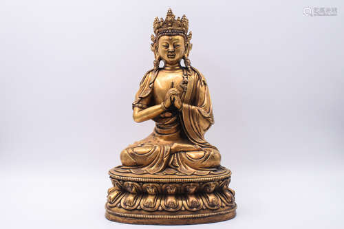 GILT BRONZE CAST 'VAIROCANA' SEATED FIGURE