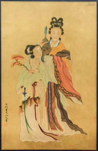 LENG MEI: INK AND COLOR ON SILK PAINTING 'LADIES'