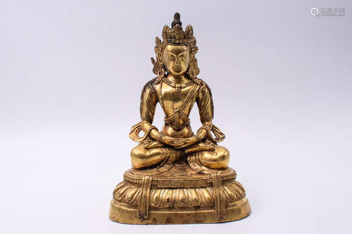 GILT BRONZE CAST 'AMITABHA' SEATED FIGURE