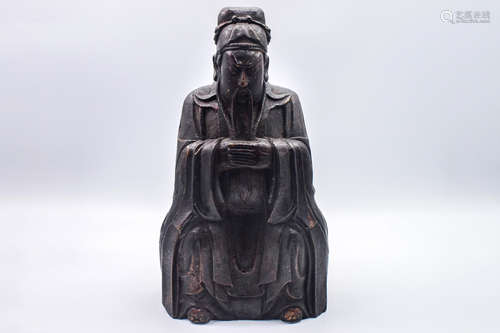 BRONZE CAST 'GUAN YU' SEATED FIGURE