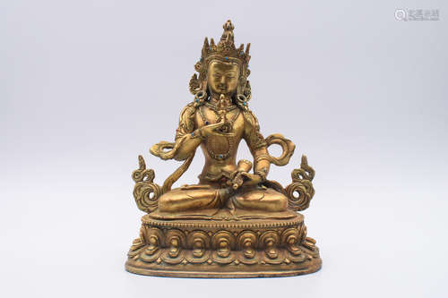 GILT BRONZE CAST BODHISATTVA SEATED FIGURE