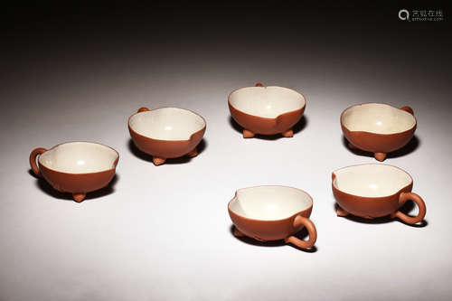 SET OF SIX YIXING ZISHA TEA CUPS