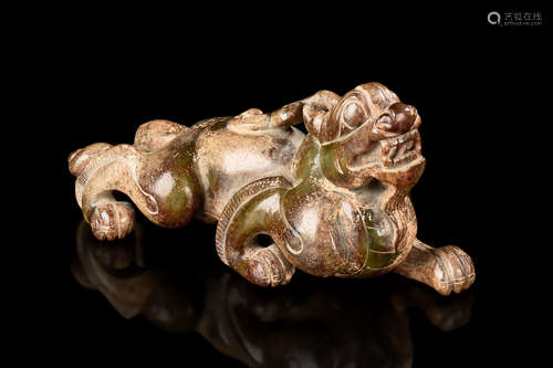 JADE CARVED 'MYTHICAL BEAST' FIGURE