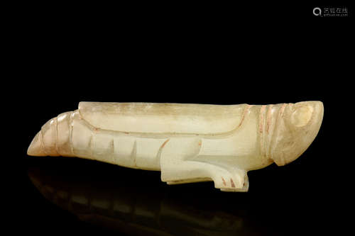 JADE CARVED 'CICADA' ORNAMENT