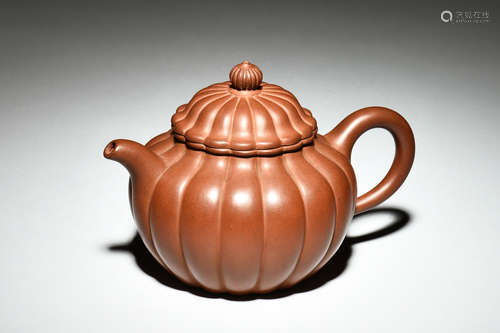 YIXING ZISHA LOBED TEAPOT