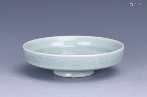 CELADON GLAZED AND IMPRESSED 'FLOWERS' DISH