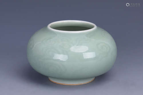 CELADON GLAZED AND IMPRESSED SPITTOON