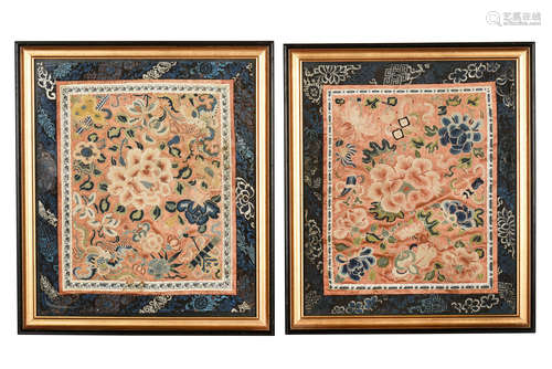 PAIR OF FRAMED SILK EMBROIDERIES