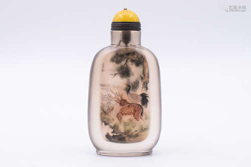 INSIDE PAINTED 'ANIMALS' SNUFF BOTTLE